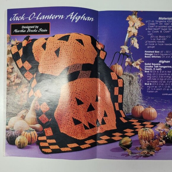 Annies Crochet To Go 1999 No 119 Halloween Jack-o-Lantern Crafting Blanket Fall - Picture 6 of 10